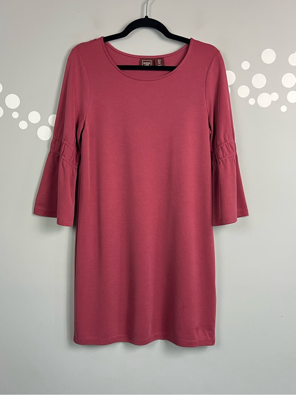 Marina Luna Bell Sleeve Shift Dress Size S Modal Blend Casual Chic